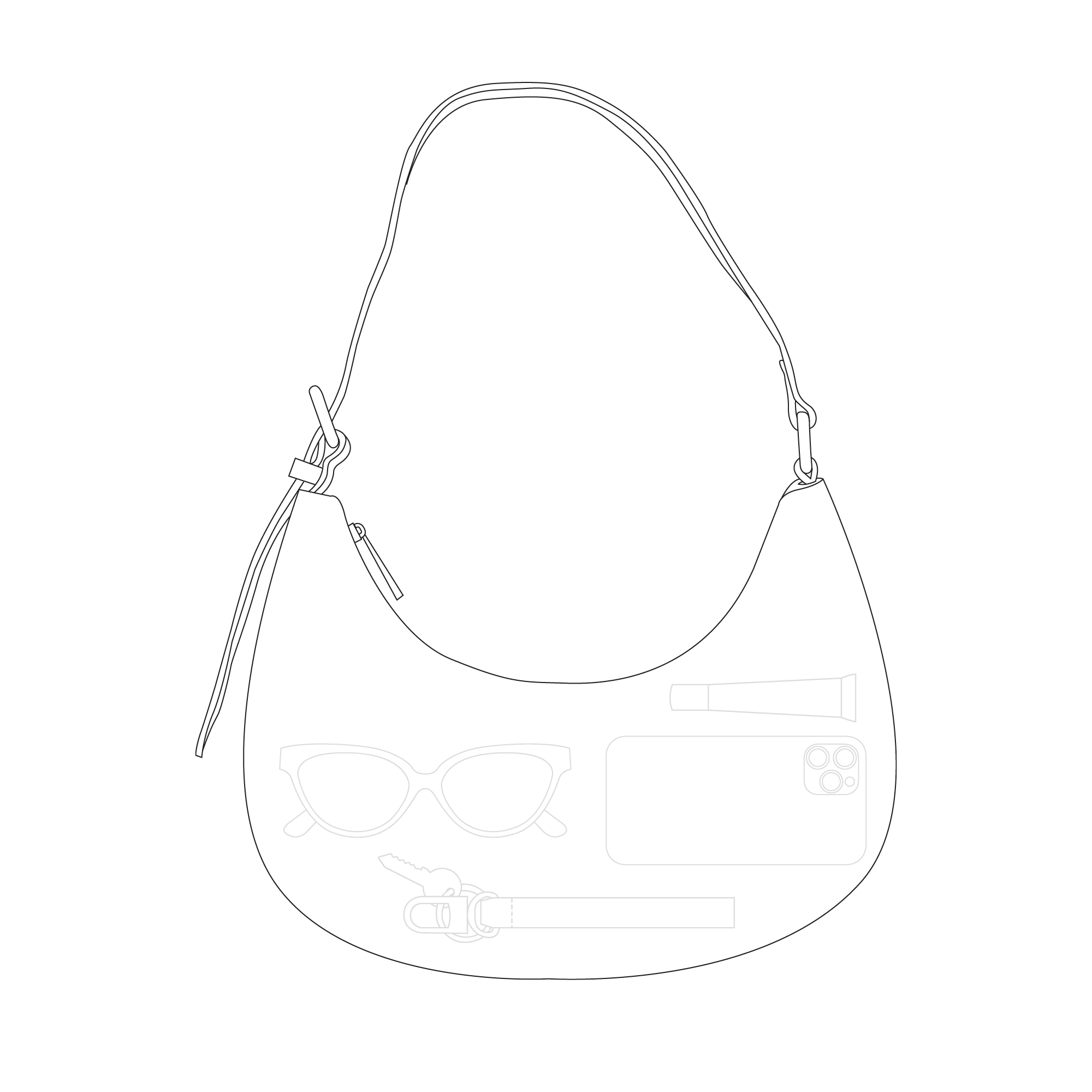 Cowhide Adjustable Shoulder Strap Underarm Bag
