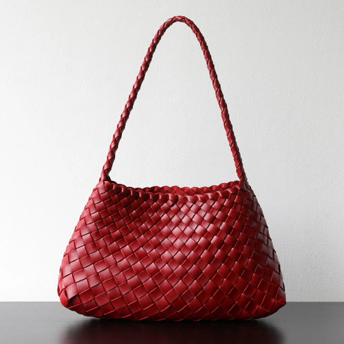 Hand Woven Cowhide Shoulder Tote Bag