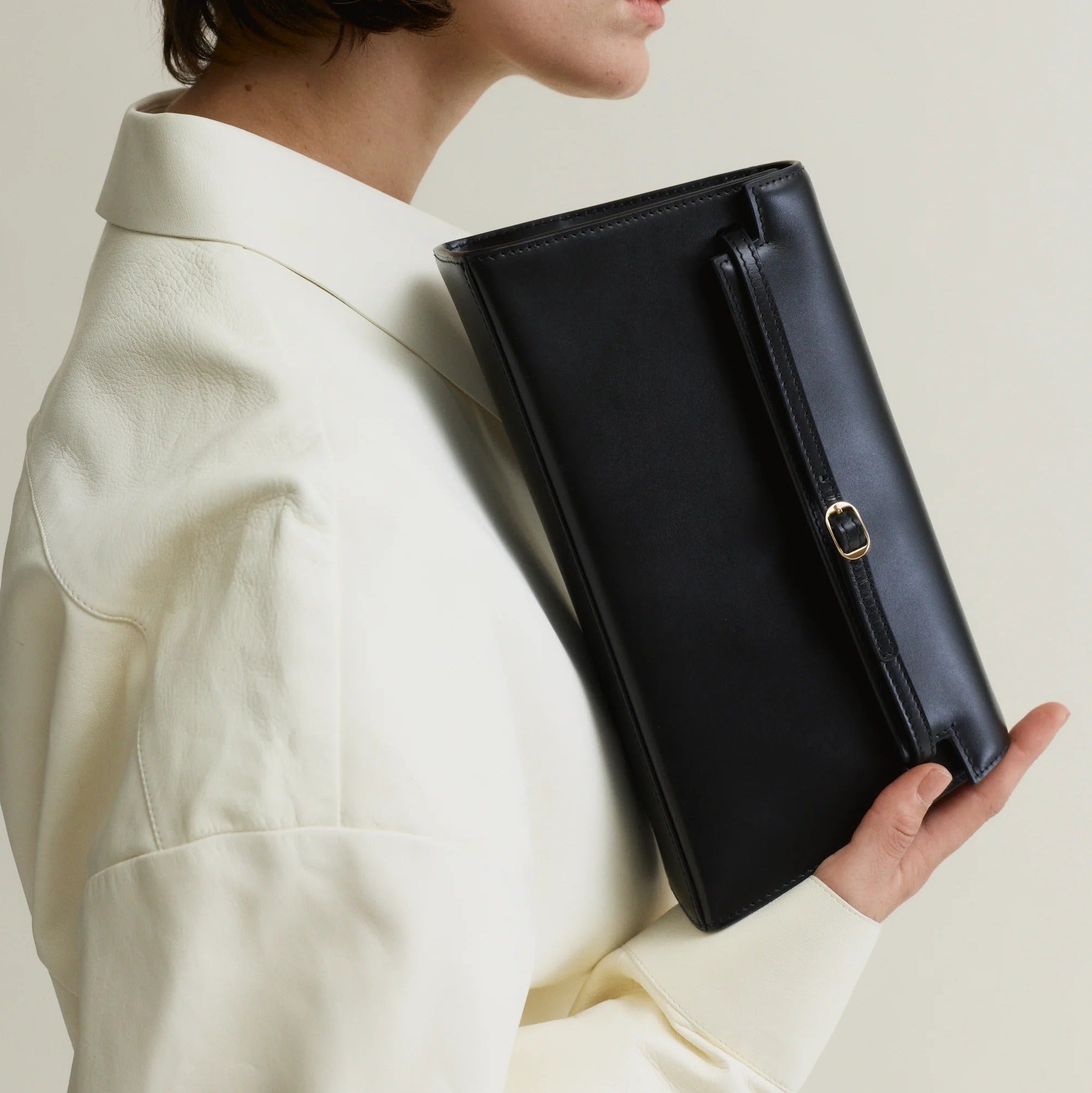 Leather Baguette Underarm Bag
