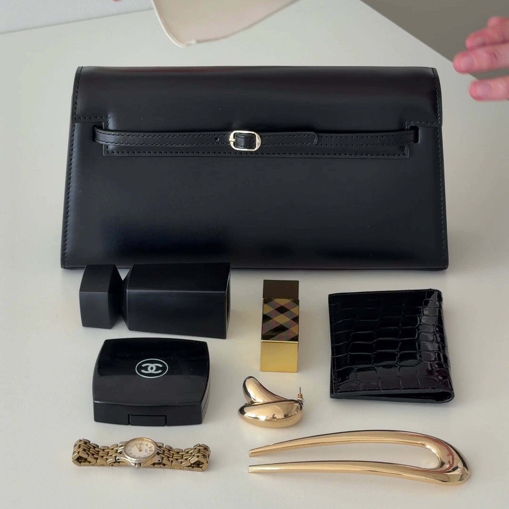 Leather Baguette Underarm Bag
