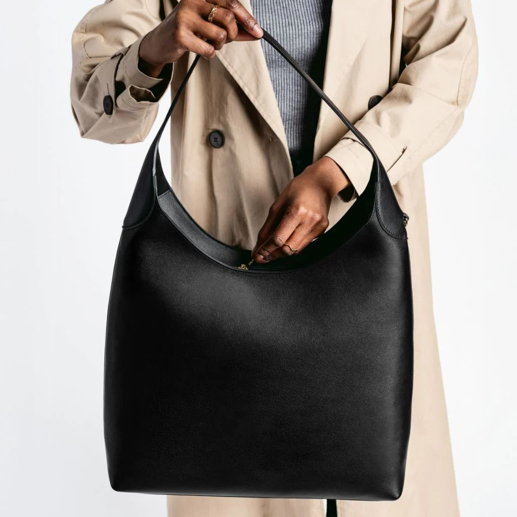 Minimalist Smooth Cowhide Underarm Tote Bag