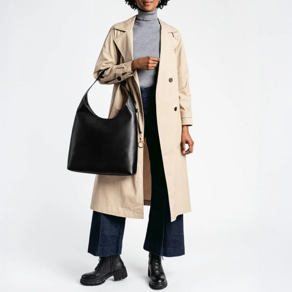Minimalist Smooth Cowhide Underarm Tote Bag