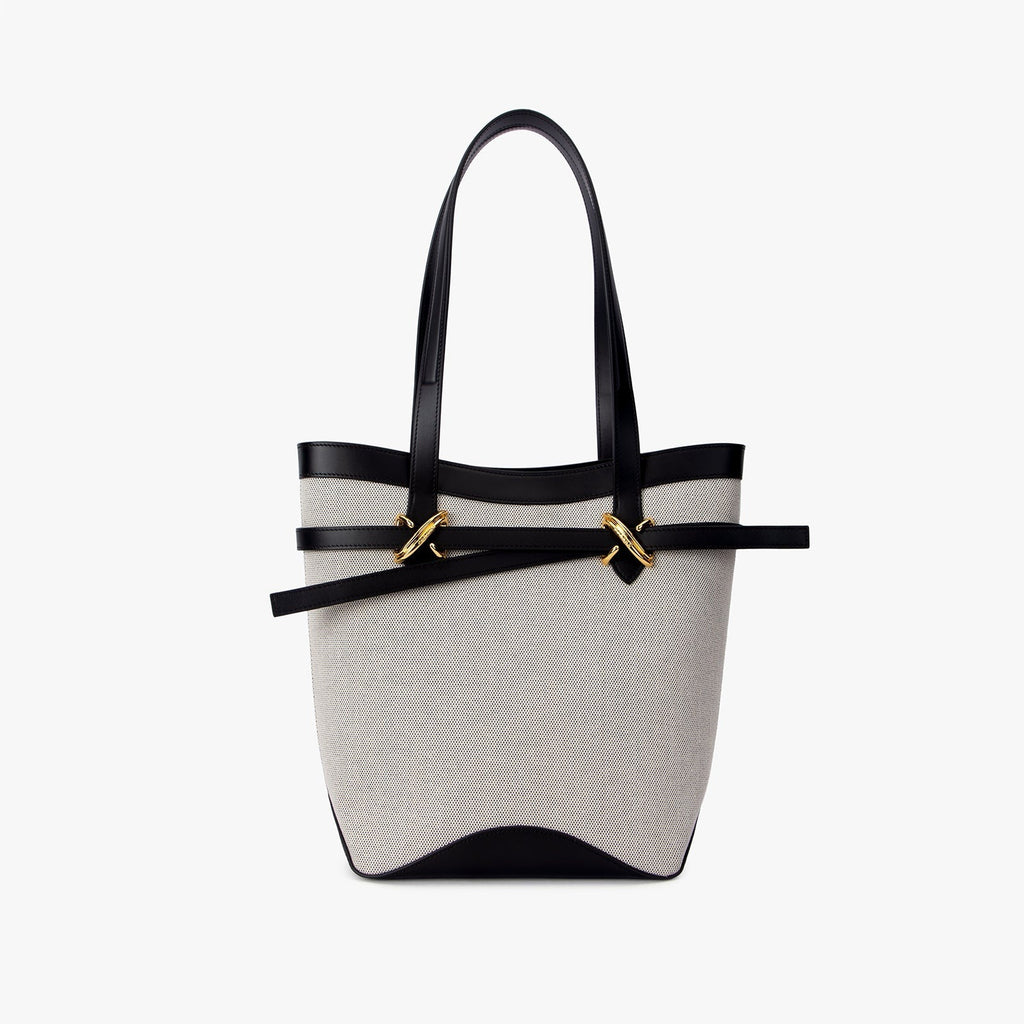 Patchwork Leather Drawstring Bucket Tote Bag