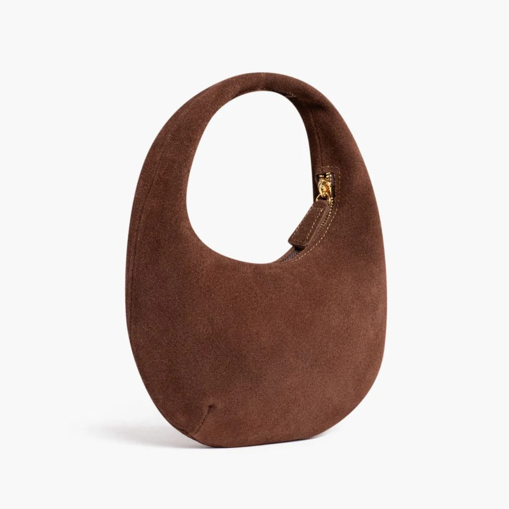 Retro Suede Cowhide Crescent Shaped Underarm Bag