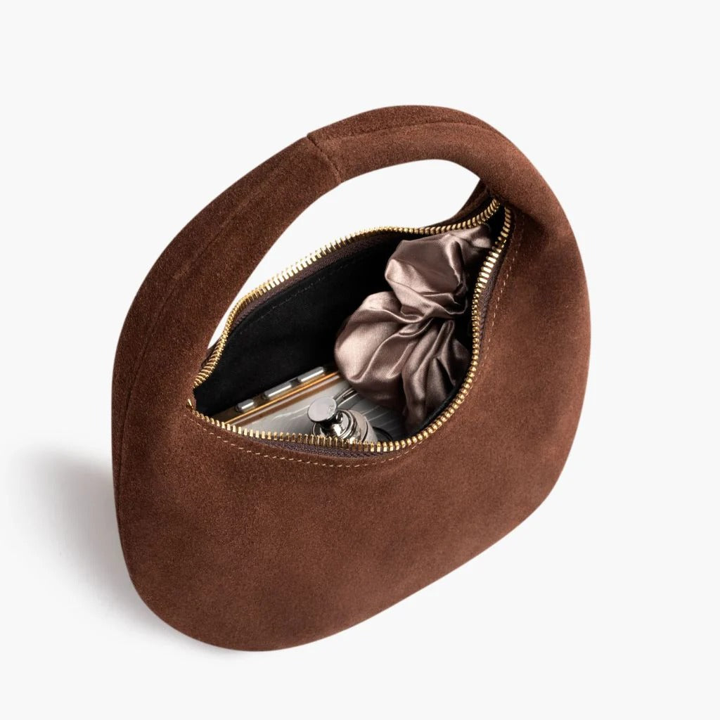 Retro Suede Cowhide Crescent Shaped Underarm Bag
