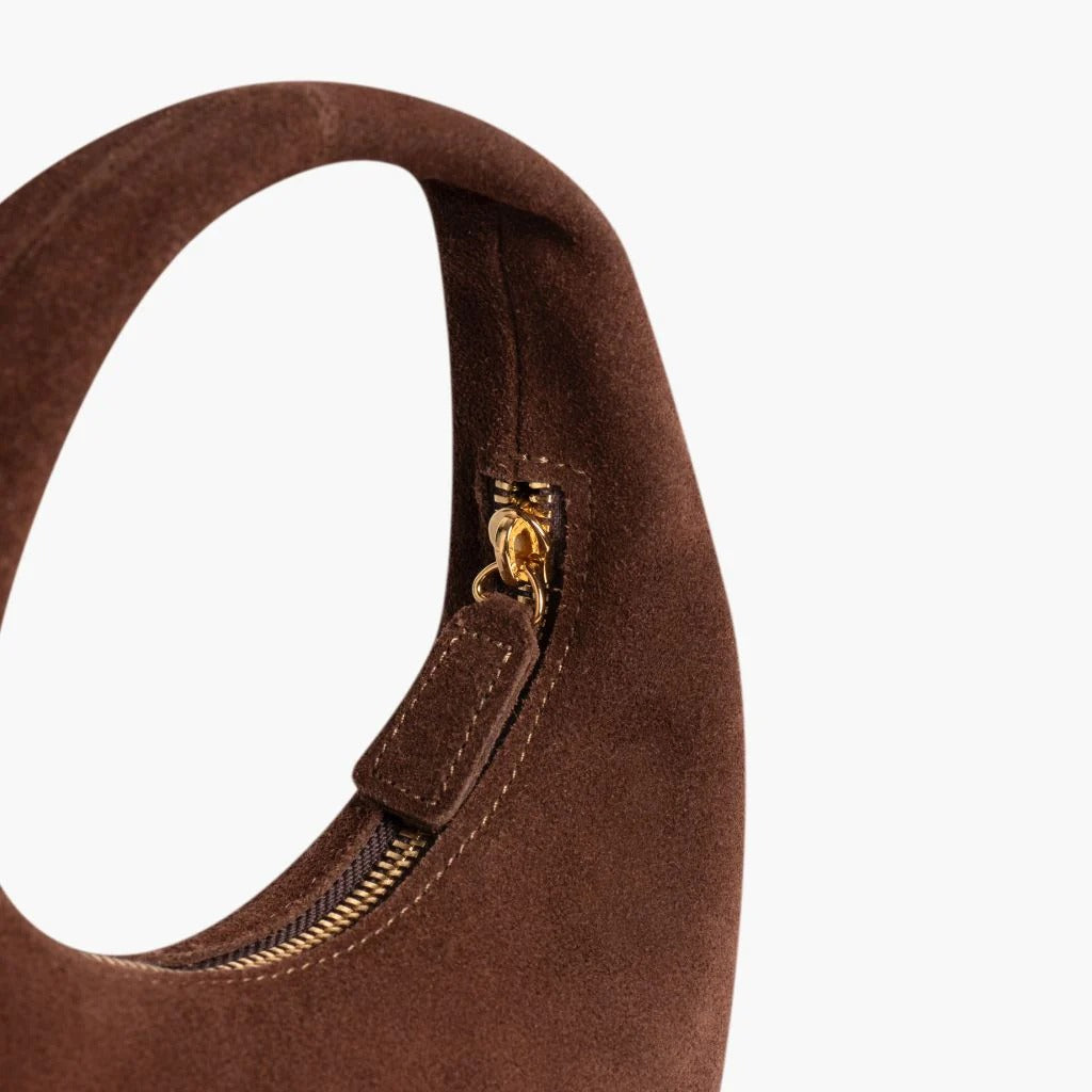 Retro Suede Cowhide Crescent Shaped Underarm Bag