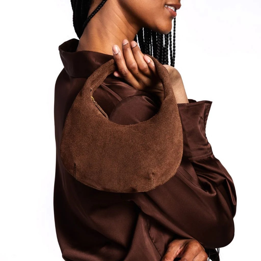 Retro Suede Cowhide Crescent Shaped Underarm Bag