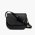 Simple Smooth Cowhide Saddle Crossbody Bag