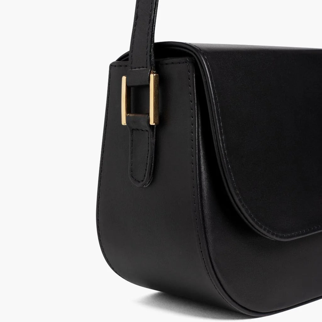 Simple Smooth Cowhide Saddle Crossbody Bag