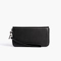 Smooth Leather Long Zippered Clutch Wallet