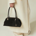 Suede Cowhide Curved Underarm Handbag