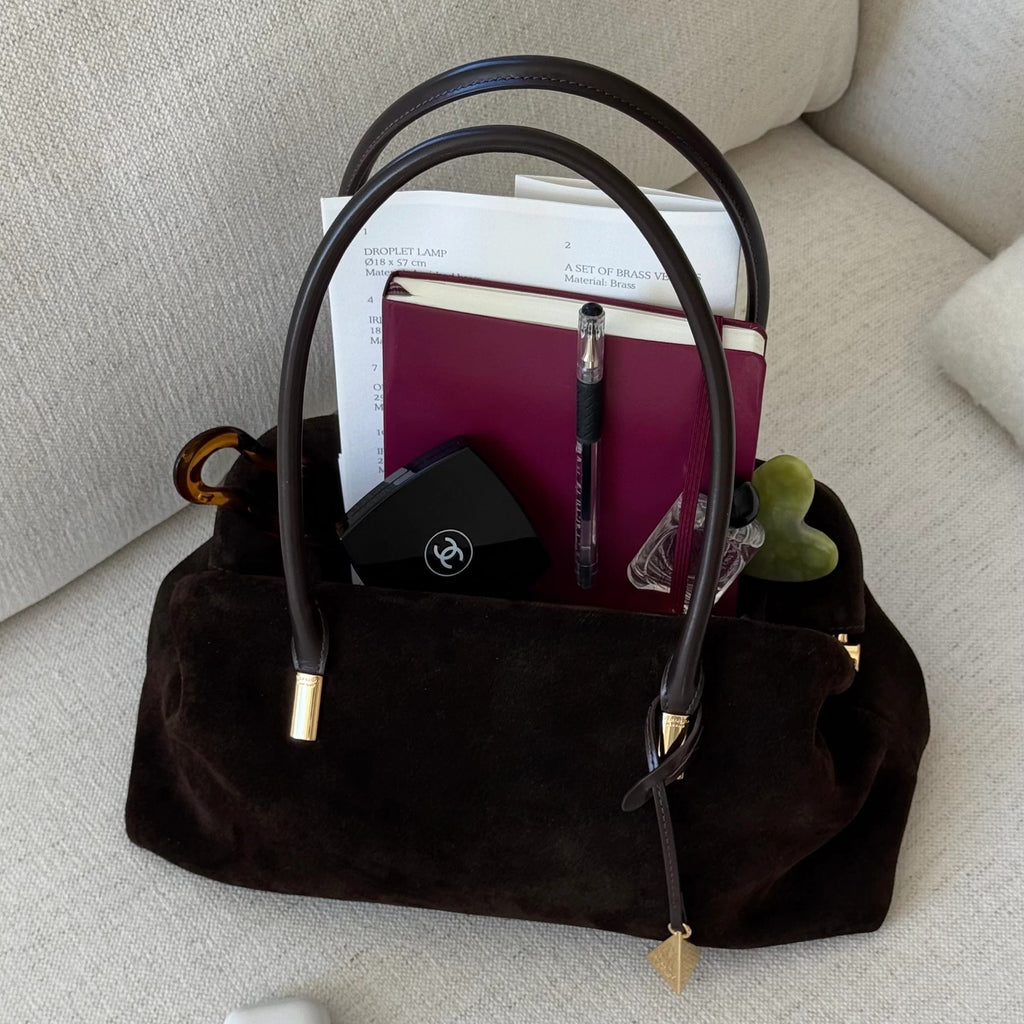 Suede Cowhide Curved Underarm Handbag