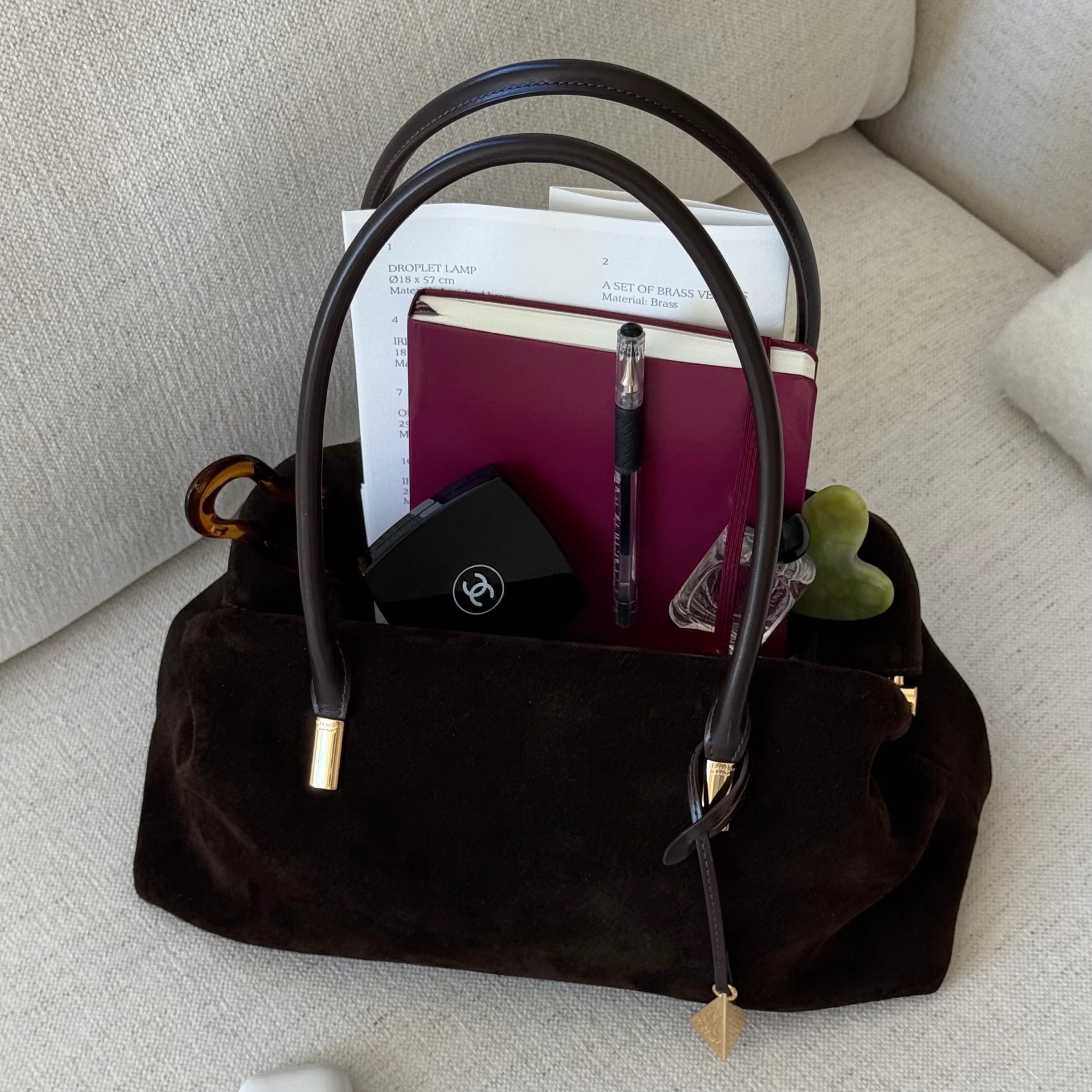 Suede Cowhide Curved Underarm Handbag