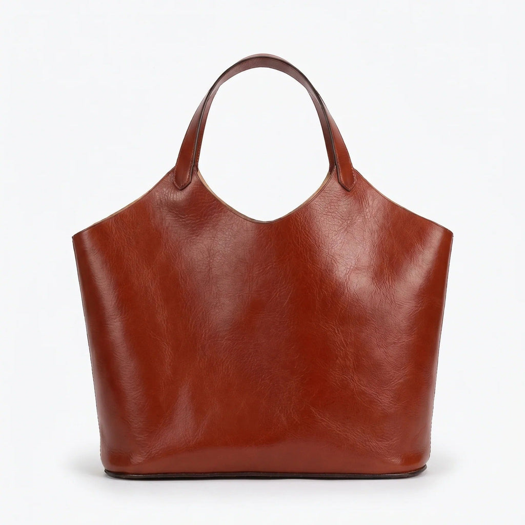 Vintage Oil Waxed Cowhide Large Capacity Tote Handbag