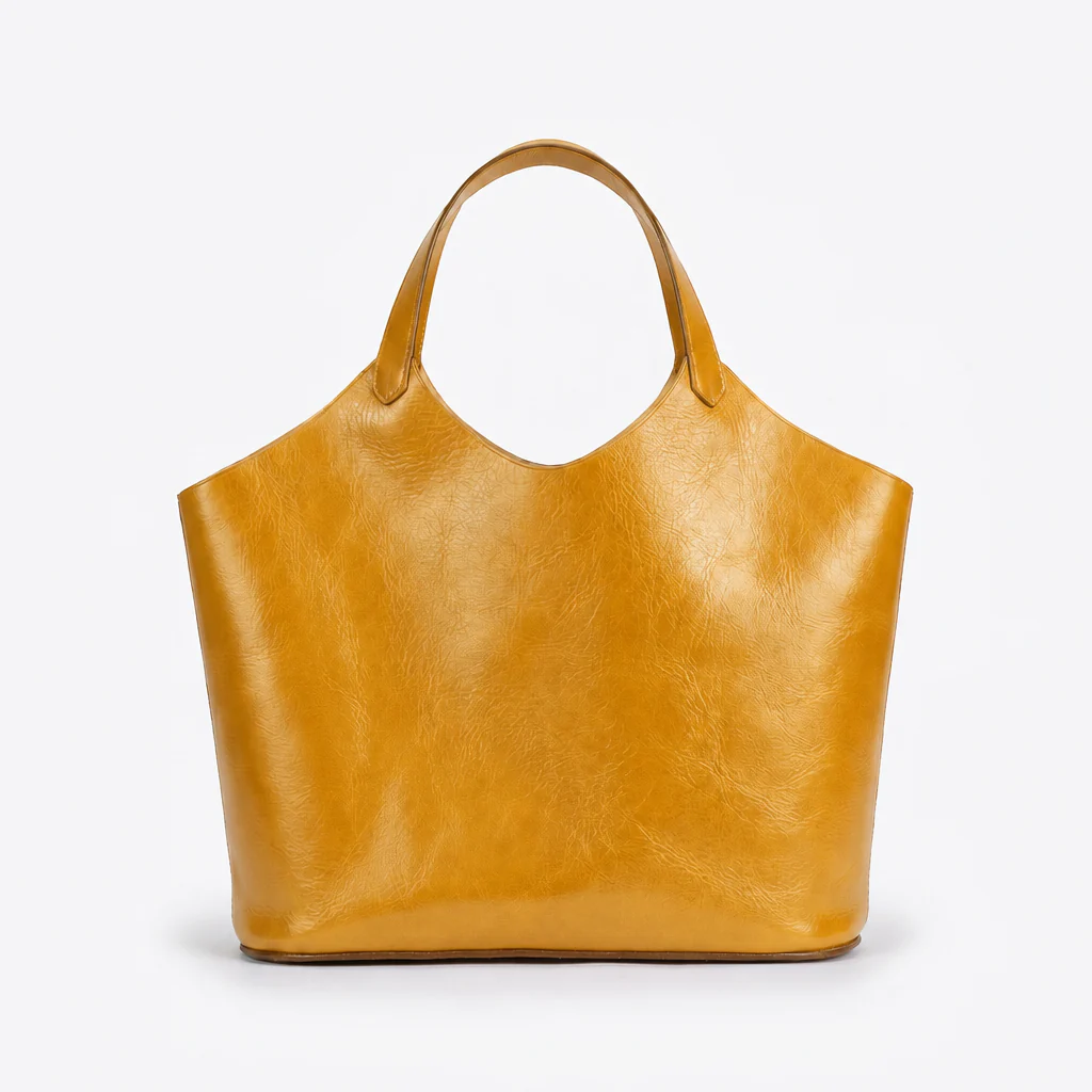 Vintage Oil Waxed Cowhide Large Capacity Tote Handbag