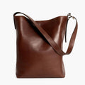 Vintage Smooth Cowhide Bucket Tote Bag With Adjustable Shoulder Strap