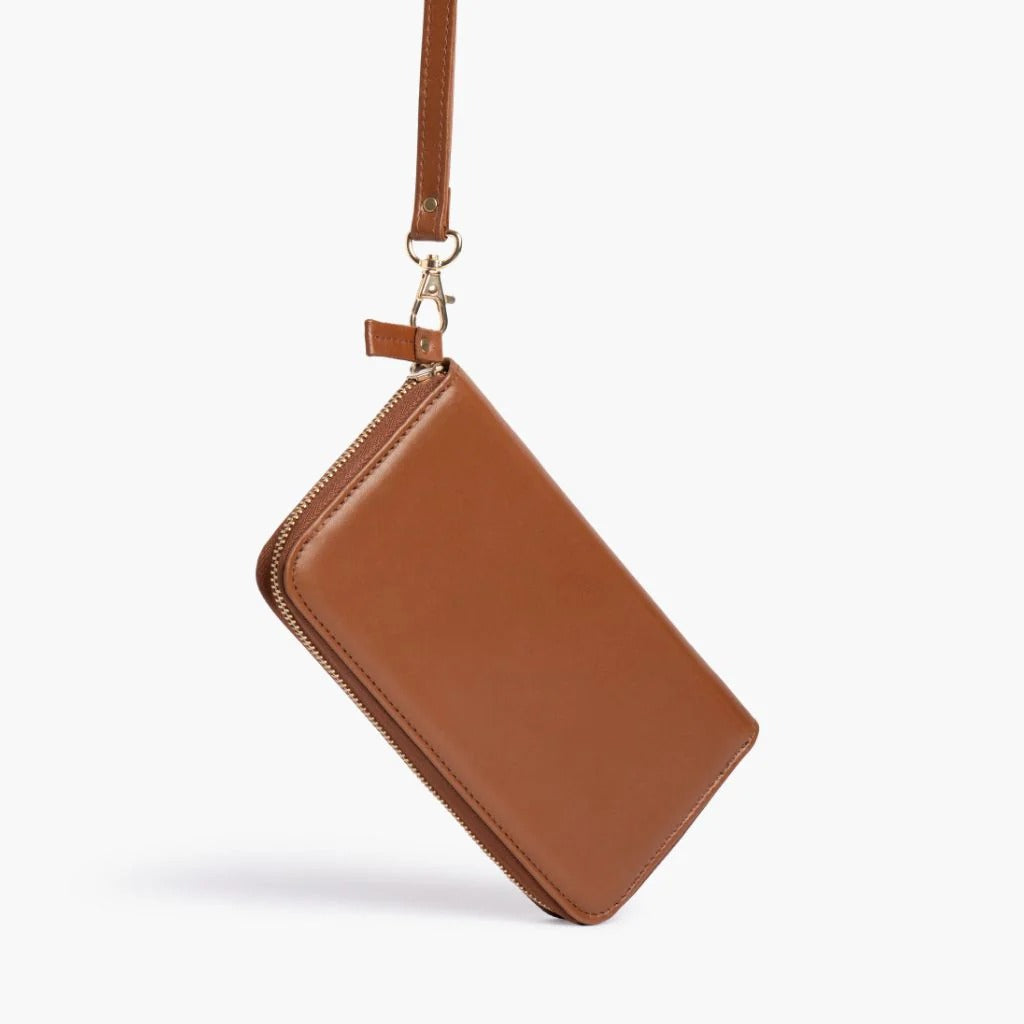 Vintage Smooth Cowhide Long Zipper Clutch Wallet